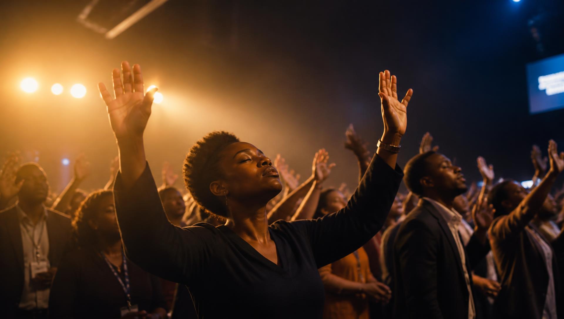 Professionals worshipping together at an F5 evening of refreshing